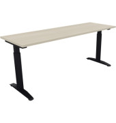 Schreibtisch All in One, manuell höhenverstellbar, 65-85cm (H), 180x60cm (BxT), rechteckig, akazie hell / anthrazit metallic
