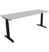 Schreibtisch All in One, manuell höhenverstellbar, 65-85cm (H), 180x60cm (BxT), rechteckig, lichtgrau / anthrazit metallic