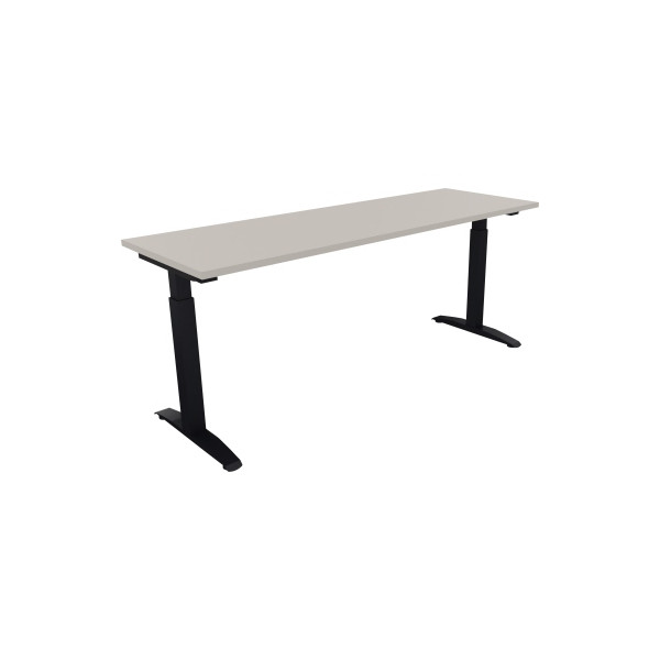 4003969074255 - Schreibtisch All in One 810025981 manuell höhenverstellbar 65-85cm (H) 180x60cm (BxT) rechteckig lichtgrau   anthrazitmetall