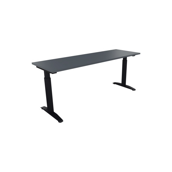 4003969074248 - Schreibtisch All in One 810025982 manuell höhenverstellbar 65-85cm (H) 180x60cm (BxT) rechteckig lavagrau   anthrazitmetalli