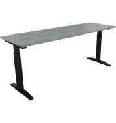 Schreibtisch All in One, manuell höhenverstellbar, 65-85cm (H), 180x60cm (BxT), rechteckig, beton hell / anthrazit metallic
