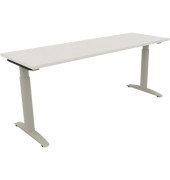 Schreibtisch All in One, manuell höhenverstellbar, 65-85cm (H), 180x60cm (BxT), rechteckig, weiß / silberaluminium