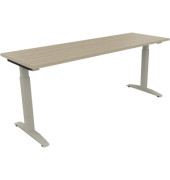 Schreibtisch All in One, manuell höhenverstellbar, 65-85cm (H), 180x60cm (BxT), rechteckig, eiche natur / silberaluminium