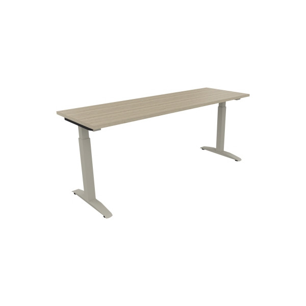 4003969074156 - Schreibtisch All in One 810026071 manuell höhenverstellbar 65-85cm (H) 180x60cm (BxT) rechteckig eiche natur   silberalumini