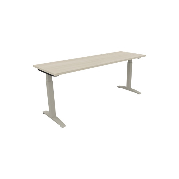 4003969074163 - Schreibtisch All in One 810026072 manuell höhenverstellbar 65-85cm (H) 180x60cm (BxT) rechteckig akazie hell   silberalumini