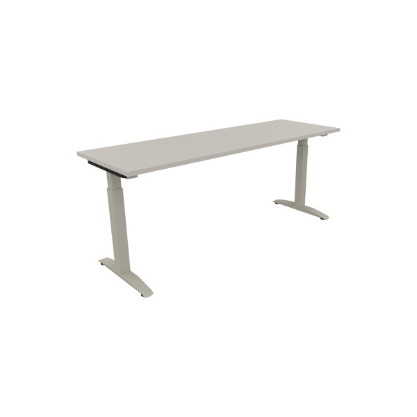 4003969074200 - Schreibtisch All in One 810026081 manuell höhenverstellbar 65-85cm (H) 180x60cm (BxT) rechteckig lichtgrau   silberaluminium