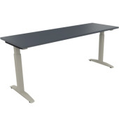 Schreibtisch All in One, manuell höhenverstellbar, 65-85cm (H), 180x60cm (BxT), rechteckig, lavagrau / silberaluminium