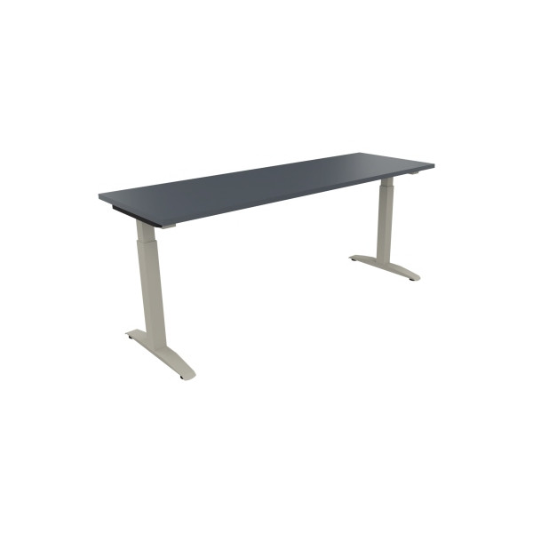 4003969074118 - Schreibtisch All in One 810026082 manuell höhenverstellbar 65-85cm (H) 180x60cm (BxT) rechteckig lavagrau   silberaluminium 