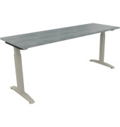 Schreibtisch All in One, manuell höhenverstellbar, 65-85cm (H), 180x60cm (BxT), rechteckig, beton hell / silberaluminium