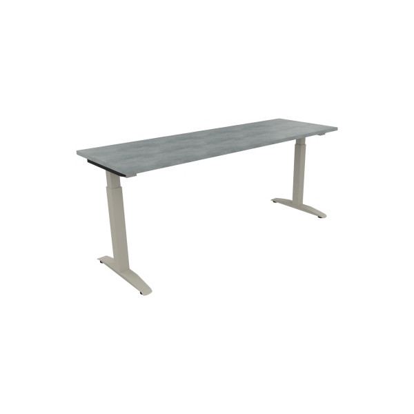 4003969074088 - Schreibtisch All in One 810026083 manuell höhenverstellbar 65-85cm (H) 180x60cm (BxT) rechteckig beton hell   silberaluminiu