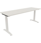 Schreibtisch All in One, manuell höhenverstellbar, 65-85cm (H), 180x60cm (BxT), rechteckig, weiß / weiß
