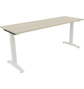Schreibtisch All in One, manuell höhenverstellbar, 65-85cm (H), 180x60cm (BxT), rechteckig, akazie hell / weiß