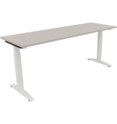 Schreibtisch All in One, manuell höhenverstellbar, 65-85cm (H), 180x60cm (BxT), rechteckig, lichtgrau / weiß