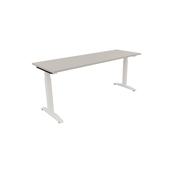 4003969074194 - Schreibtisch All in One 810026181 manuell höhenverstellbar 65-85cm (H) 180x60cm (BxT) rechteckig lichtgrau   verkehrsweiß 4