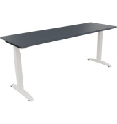 Schreibtisch All in One, manuell höhenverstellbar, 65-85cm (H), 180x60cm (BxT), rechteckig, lavagrau / weiß