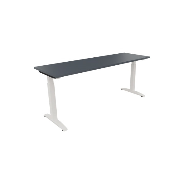 4003969074217 - Schreibtisch All in One 810026182 manuell höhenverstellbar 65-85cm (H) 180x60cm (BxT) rechteckig lavagrau   verkehrsweiß 40