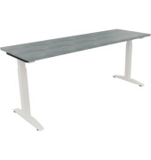 Schreibtisch All in One, manuell höhenverstellbar, 65-85cm (H), 180x60cm (BxT), rechteckig, beton hell / weiß