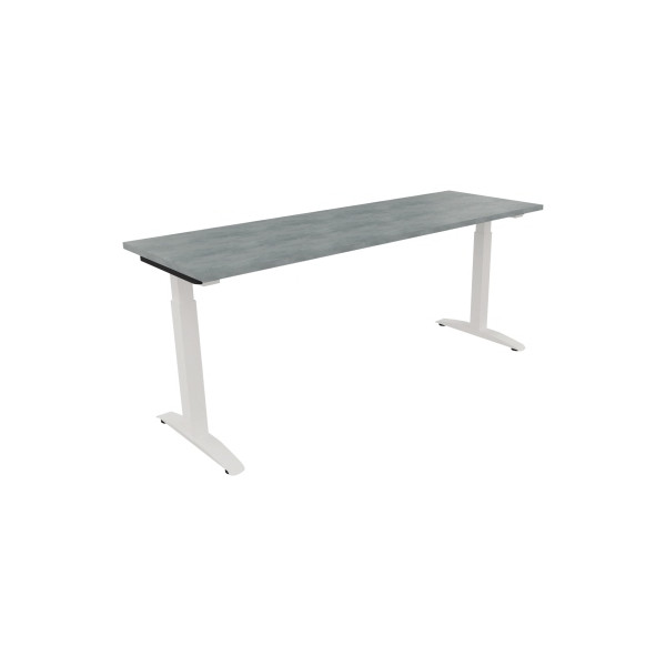 4003969074101 - Schreibtisch All in One 810026183 manuell höhenverstellbar 65-85cm (H) 180x60cm (BxT) rechteckig beton hell   verkehrsweiß 