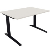 Schreibtisch All in One, manuell h&ouml;henverstellbar, 65-85cm (H), 180x70cm (BxT), rechteckig, wei&szlig; / anthrazit metallic