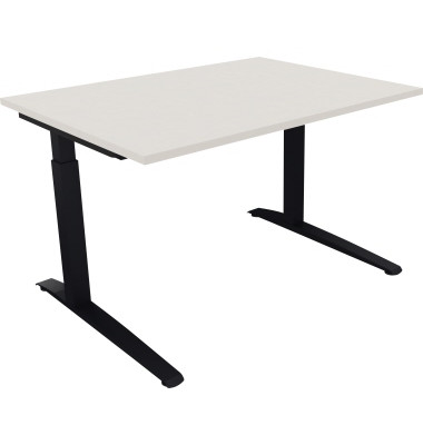 Schreibtisch All in One, manuell höhenverstellbar, 65-85cm (H), 180x70cm (BxT), rechteckig, weiß / anthrazit metallic Schreibtisch All in One, manuell höhenverstellbar, 65-85cm (H), 180x70cm (BxT), rechteckig, weiß / anthrazit metallic