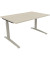Schreibtisch All in One, manuell höhenverstellbar, 65-85cm (H), 180x70cm (BxT), rechteckig, akazie hell / silberaluminium