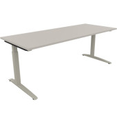 Schreibtisch All in One, manuell höhenverstellbar, 65-85cm (H), 180x70cm (BxT), rechteckig, lichtgrau / silberaluminium