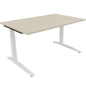 Schreibtisch All in One, manuell höhenverstellbar, 65-85cm (H), 180x70cm (BxT), rechteckig, akazie hell / weiß