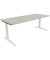 Schreibtisch All in One, manuell höhenverstellbar, 65-85cm (H), 180x70cm (BxT), rechteckig, lichtgrau / weiß