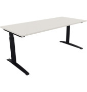 Schreibtisch All in One, manuell höhenverstellbar, 65-85cm (H), 180x80cm (BxT), rechteckig, weiß / anthrazit metallic