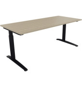 Schreibtisch All in One, manuell höhenverstellbar, 65-85cm (H), 180x80cm (BxT), rechteckig, eiche natur / anthrazit metallic