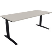 Schreibtisch All in One, manuell höhenverstellbar, 65-85cm (H), 180x80cm (BxT), rechteckig, lichtgrau / anthrazit metallic