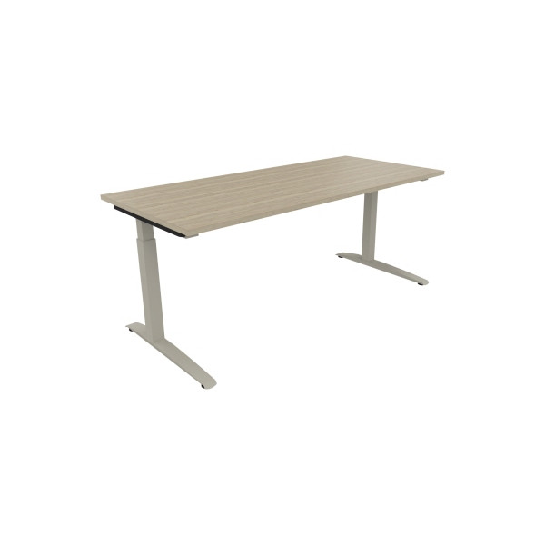 4003969074736 - Schreibtisch All in One 810026671 manuell höhenverstellbar 65-85cm (H) 180x80cm (BxT) rechteckig eiche natur   silberalumini