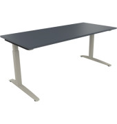 Schreibtisch All in One, manuell höhenverstellbar, 65-85cm (H), 180x80cm (BxT), rechteckig, lavagrau / silberaluminium