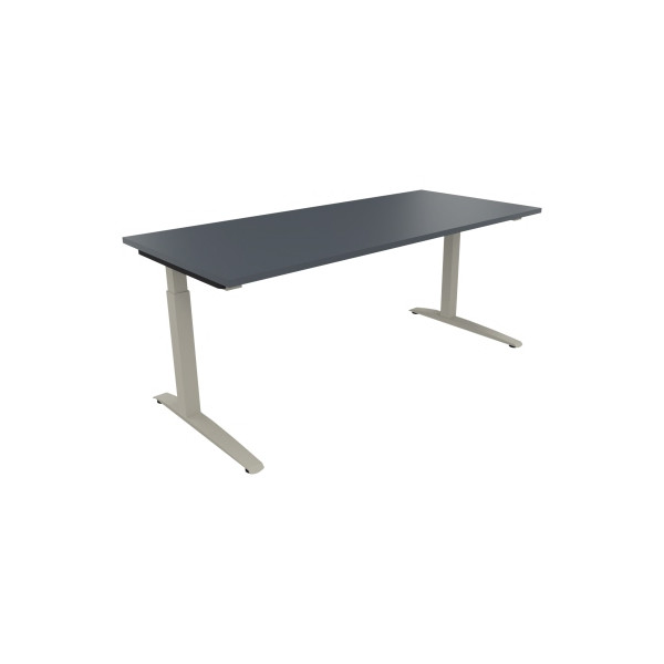 4003969074637 - Schreibtisch All in One 810026682 manuell höhenverstellbar 65-85cm (H) 180x80cm (BxT) rechteckig lavagrau   silberaluminium 