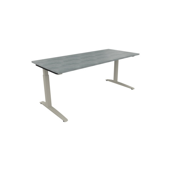 4003969074750 - Schreibtisch All in One 810026683 manuell höhenverstellbar 65-85cm (H) 180x80cm (BxT) rechteckig beton hell   silberaluminiu
