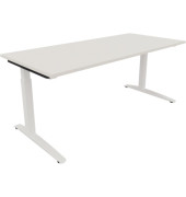 Schreibtisch All in One, manuell höhenverstellbar, 65-85cm (H), 180x80cm (BxT), rechteckig, weiß / weiß