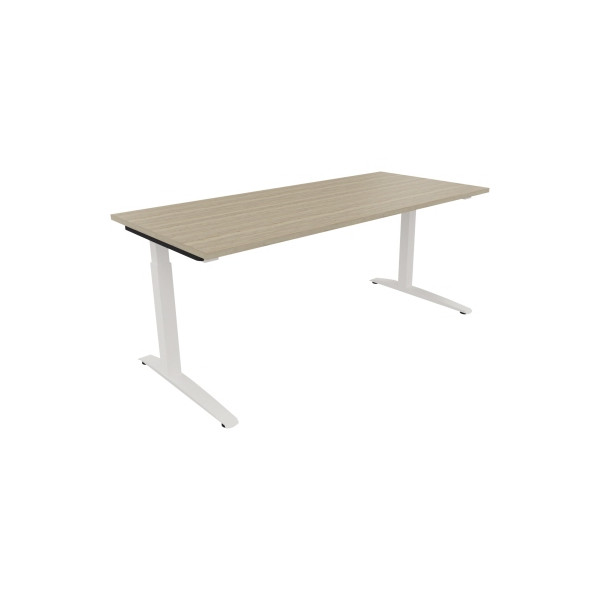 4003969074712 - Schreibtisch All in One 810026771 manuell höhenverstellbar 65-85cm (H) 180x80cm (BxT) rechteckig eiche natur   verkehrsweiß