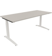 Schreibtisch All in One, manuell h&ouml;henverstellbar, 65-85cm (H), 180x80cm (BxT), rechteckig, lichtgrau / wei&szlig;