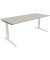 Schreibtisch All in One, manuell höhenverstellbar, 65-85cm (H), 180x80cm (BxT), rechteckig, lichtgrau / weiß