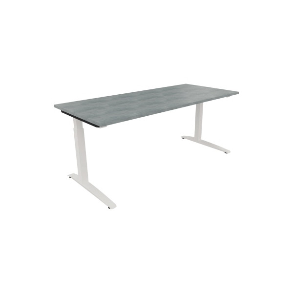 4003969074590 - Schreibtisch All in One 810026783 manuell höhenverstellbar 65-85cm (H) 180x80cm (BxT) rechteckig beton hell   verkehrsweiß 