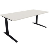 Schreibtisch All in One, manuell höhenverstellbar, 65-85cm (H), 180x90cm (BxT), rechteckig, weiß / anthrazit metallic