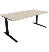 Schreibtisch All in One, manuell höhenverstellbar, 65-85cm (H), 180x90cm (BxT), rechteckig, akazie hell / anthrazit metallic