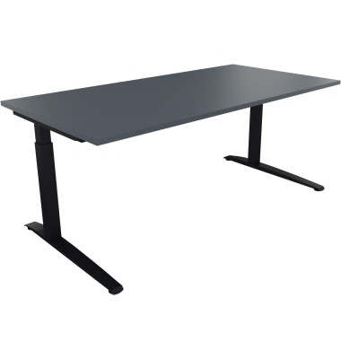 Schreibtisch All in One, manuell höhenverstellbar, 65-85cm (H), 180x90cm (BxT), rechteckig, lavagrau / anthrazit metallic Schreibtisch All in One, manuell höhenverstellbar, 65-85cm (H), 180x90cm (BxT), rechteckig, lavagrau / anthrazit metallic