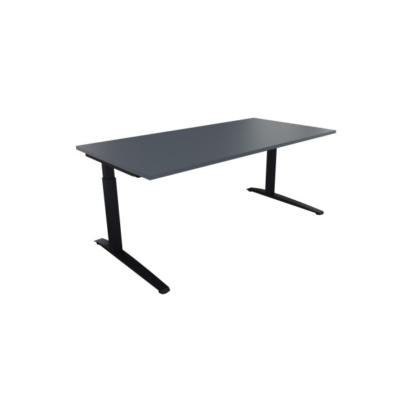 4003969074361 - Schreibtisch All in One 810026882 manuell höhenverstellbar 65-85cm (H) 180x90cm (BxT) rechteckig lavagrau   anthrazitmetalli