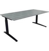 Schreibtisch All in One, manuell höhenverstellbar, 65-85cm (H), 180x90cm (BxT), rechteckig, beton hell / anthrazit metallic