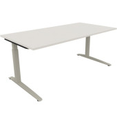 Schreibtisch All in One, manuell h&ouml;henverstellbar, 65-85cm (H), 180x90cm (BxT), rechteckig, wei&szlig; / silberaluminium
