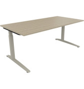 Schreibtisch All in One, manuell höhenverstellbar, 65-85cm (H), 180x90cm (BxT), rechteckig, eiche natur / silberaluminium