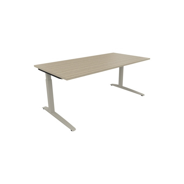 4003969074422 - Schreibtisch All in One 810026971 manuell höhenverstellbar 65-85cm (H) 180x90cm (BxT) rechteckig eiche natur   silberalumini