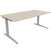 Schreibtisch All in One, manuell höhenverstellbar, 65-85cm (H), 180x90cm (BxT), rechteckig, akazie hell / silberaluminium
