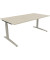 Schreibtisch All in One, manuell höhenverstellbar, 65-85cm (H), 180x90cm (BxT), rechteckig, akazie hell / silberaluminium